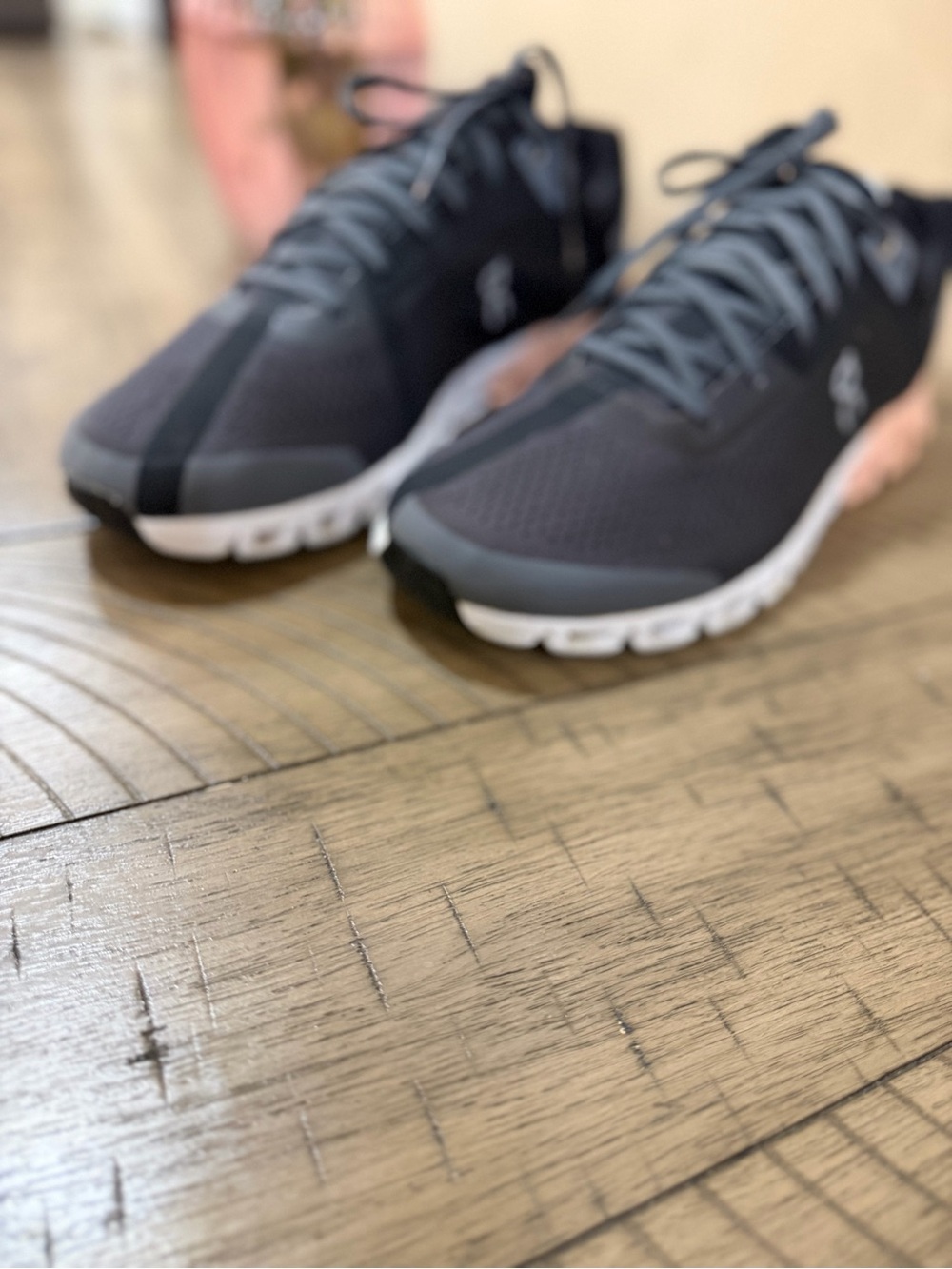 Women's Athletic Running Shoes - Charcoal Gray with White Sole